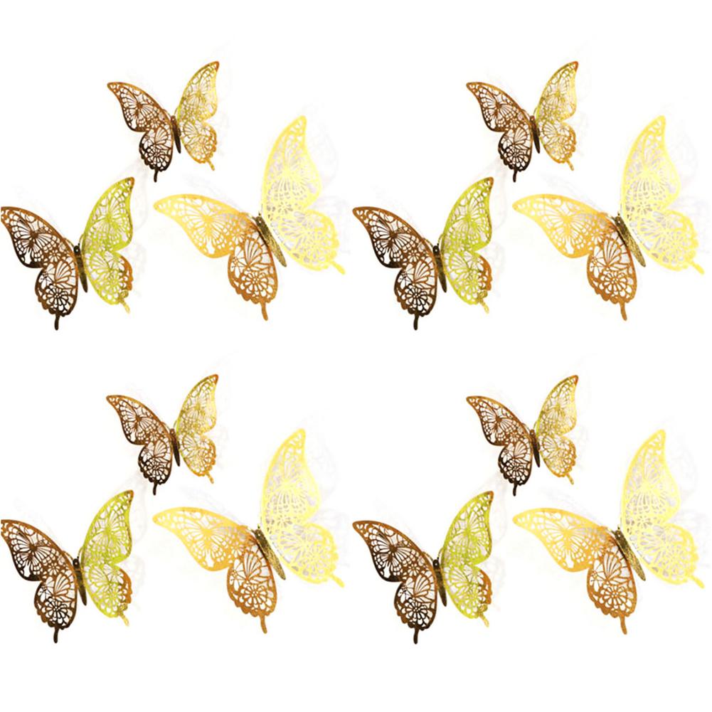3D Vlinder Muurstickers Bruiloft Vlinder Decals Rose Gouden Vlinder Uitholling Thuis Muurstickers Slaapkamer Decoratie Benodigdheden