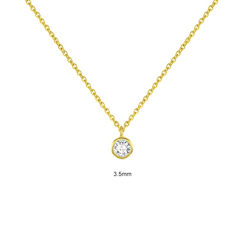 Aide-Collares con colgante de circón redondo brillante para mujer, de Plata de Ley 925, Gargantilla de cadena, collar llamativo, de joyería: 3.5mm zircon