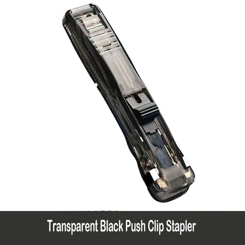 Staple Metal Clip Push Hand Paper Clipper with Refill Fixing Organizing Stapler Reusable Push Clamp for Document File Stationery: Navy Blue