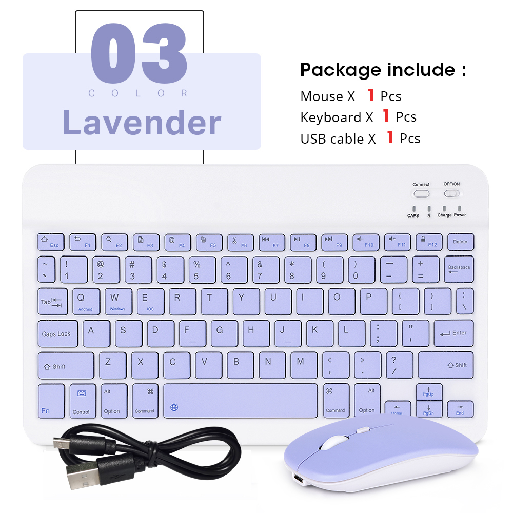 Mini bluetooth keyboard and mouse for samsung xiaomi android portable tablet bluetooth keyboard Korean Portuguese Arabic Arabic: Lavender-mouse