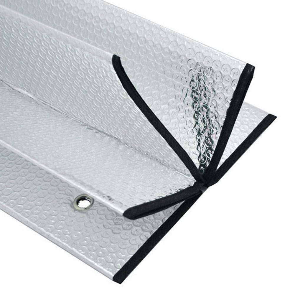 Cubierta de ventana delantera de automóvil de 220x70CM, película de aluminio plateada de doble cara, cubierta protectora plegable para parabrisas y parasol para camiones