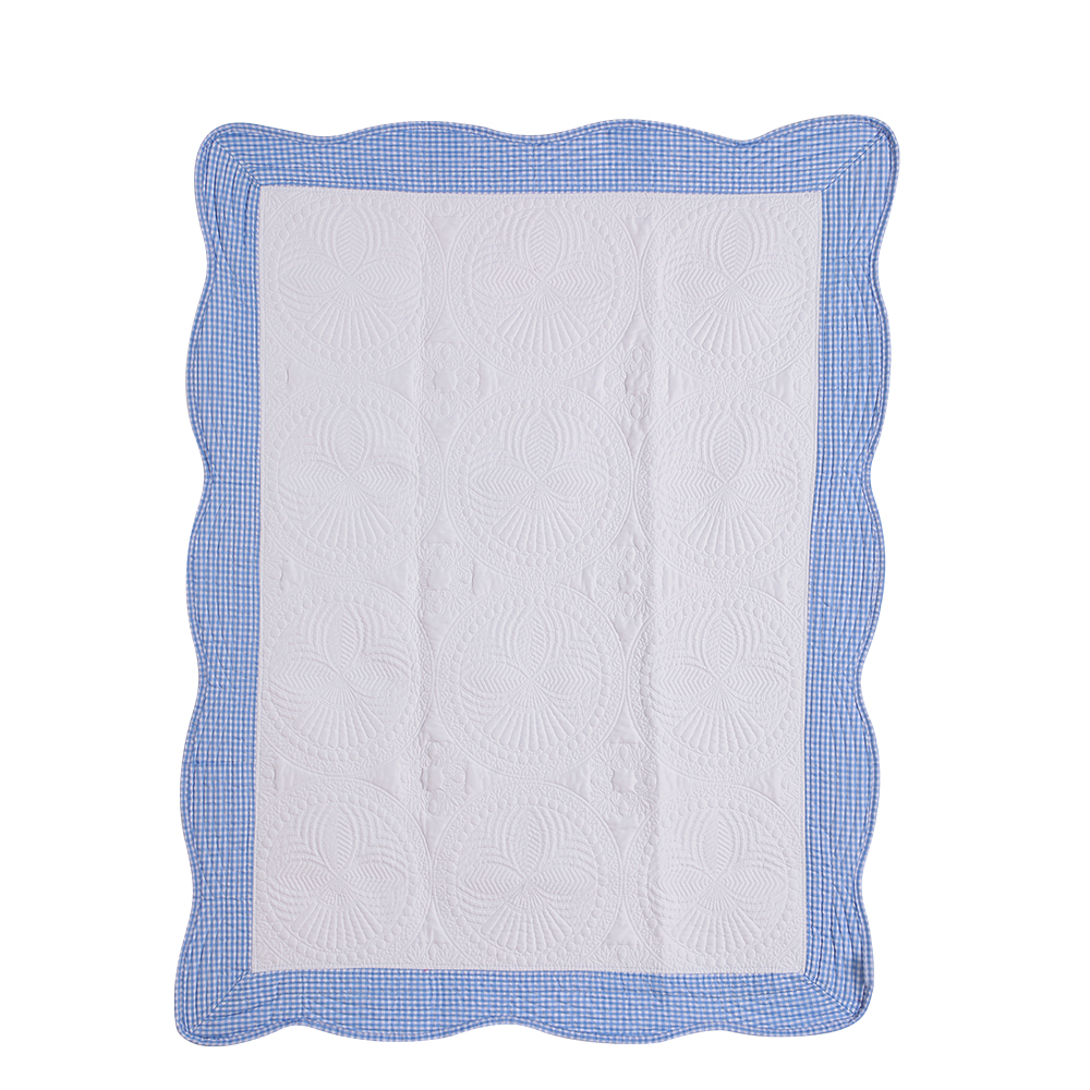 Cotton baby quilt monogrammed embossed patchwork embossed scalloped blanket for children four seasons: Brown