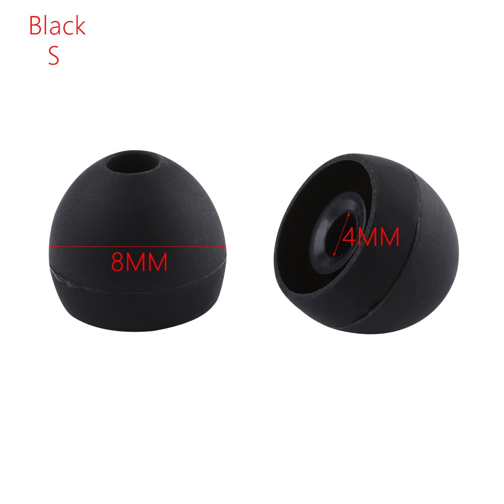 1 Pair Silicone 4MM Replacement In-Ear Earphone Earbuds Ear Tips Cover Cap soft Rubber Universal Replacement Ear Tips: Black S