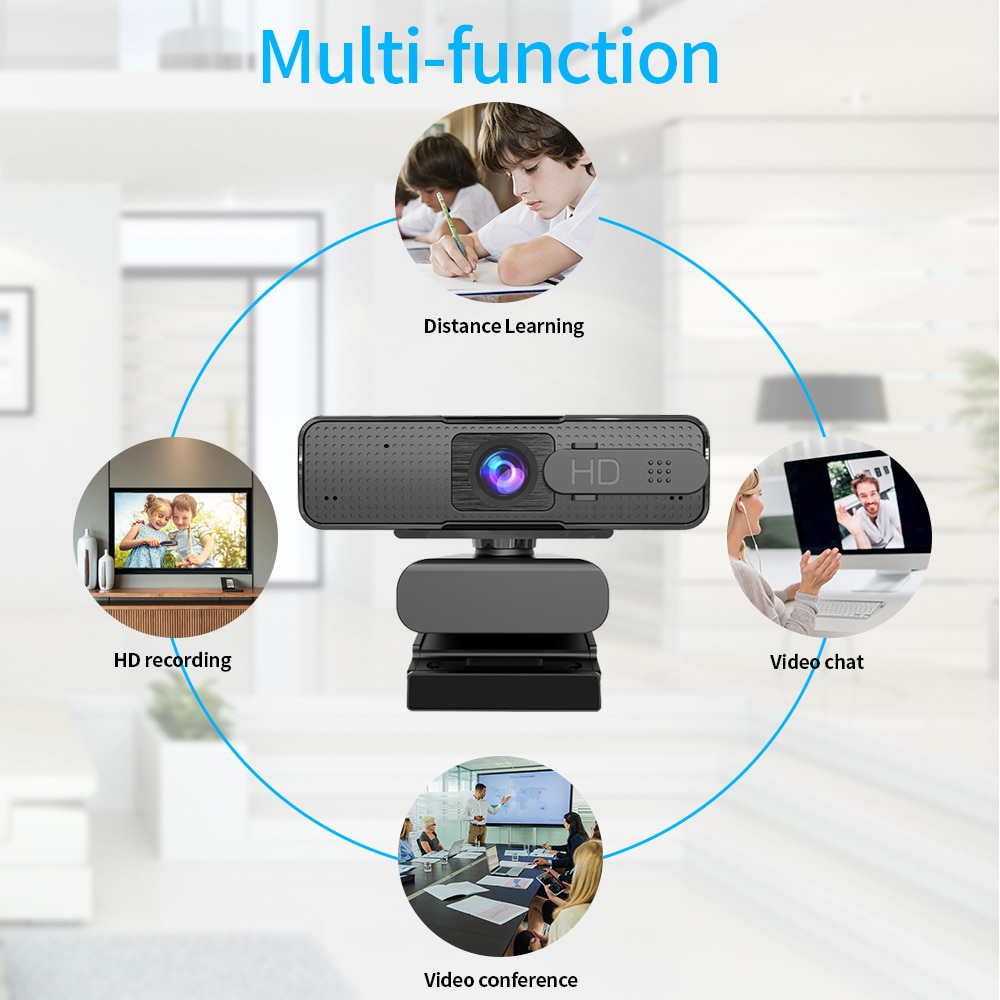 TISHRIC Web Camera With Microphone/Webcam Cover Computer Camera Webcam Full HD 1080P Webcam Autofocus For Live Broadcast Video