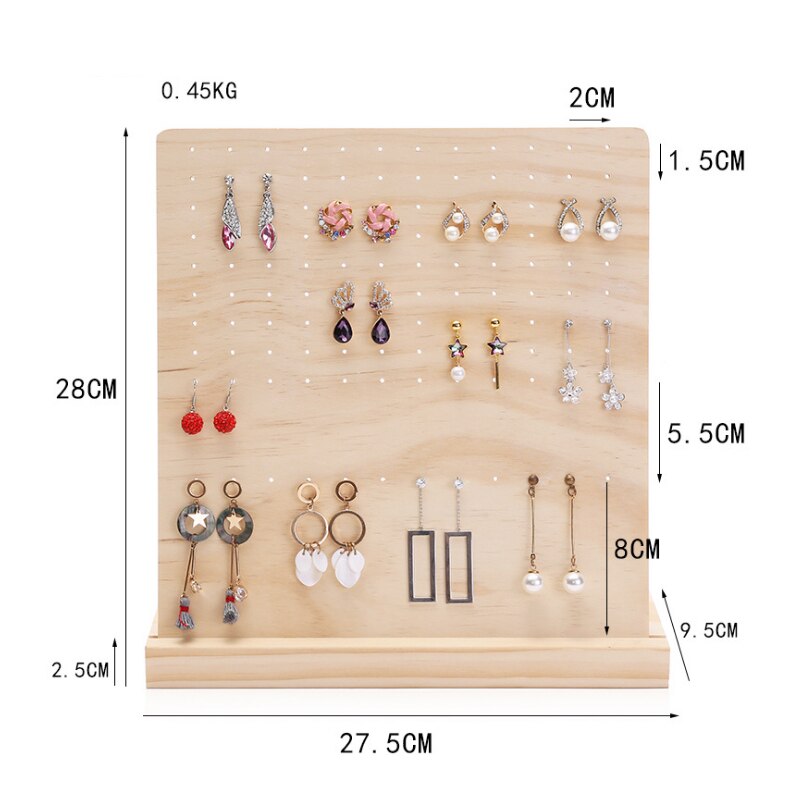 Soporte desmontable de madera para colgar joyas, estante para colgar pendientes, soporte de pendientes, soporte de pendientes de madera maciza de bambú: wood
