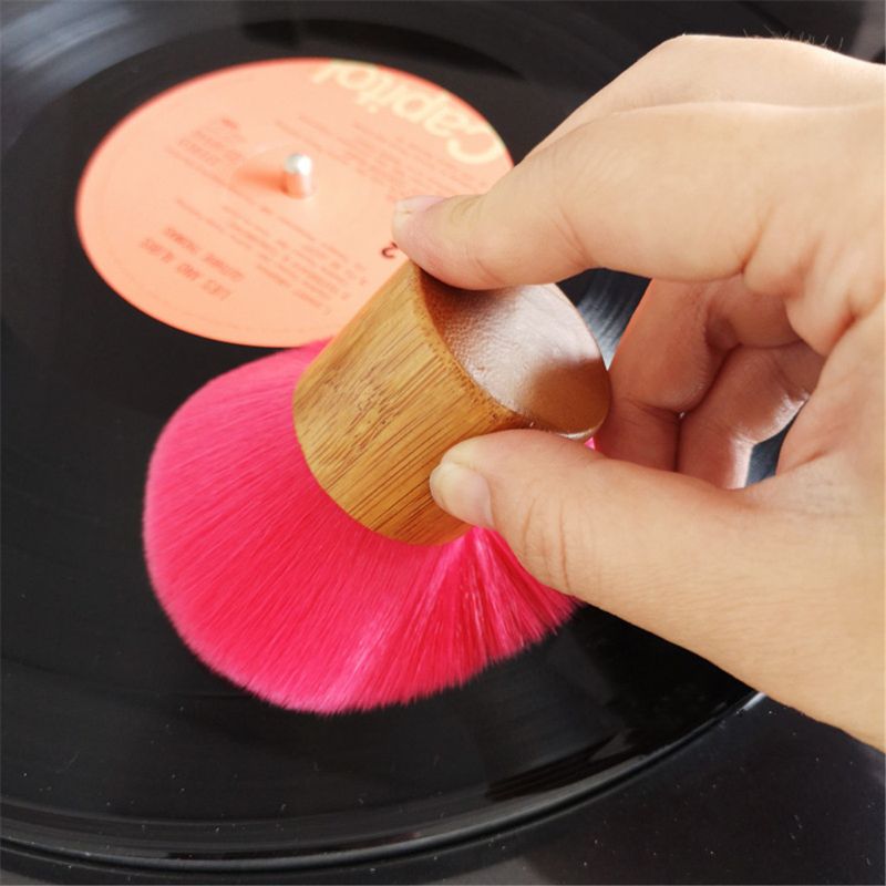 Wooden Handle Cleaning Brush Soft Brush Cleaner Dust Remover for Vinyl LP Player Accessories