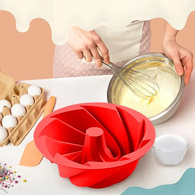 Large Spiral Silicone Cake Mold Flower Shaped Mold Cake Mold Easy Demolding Baking Cake Mold Kitchen Baking Utensils