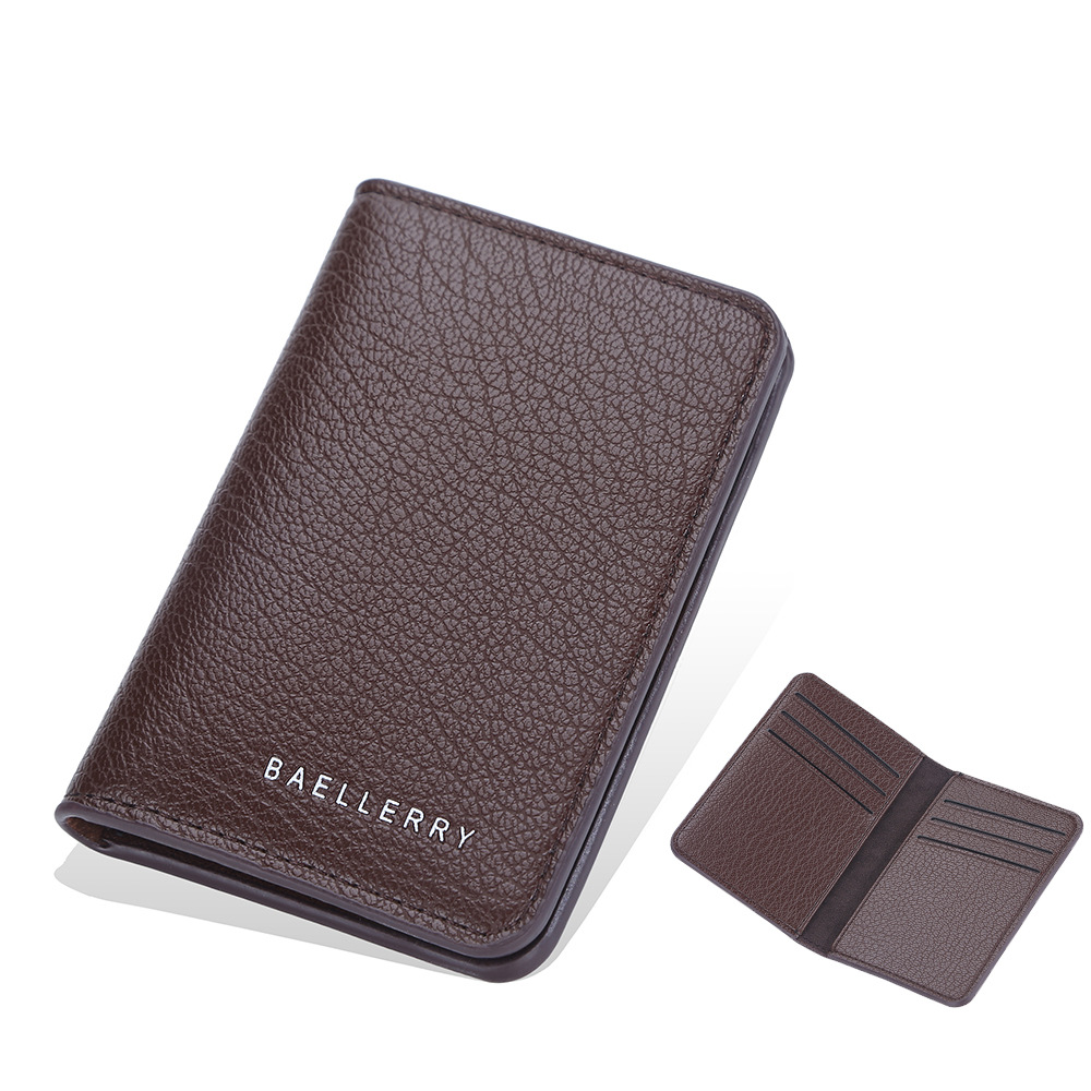 Baellerry Men's Leather Card Wallet Minimalist Small Thin Purse Soft Slim Mini Credit Card Bank ID Card Holder Wallet for Men: Beige