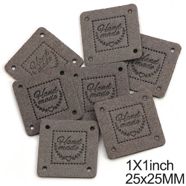 Étiquettes carrées en Fiber de cuir faites à la main pour vêtements, accessoires de couture, en forme de cœur, 25MM, 20 pièces: 02