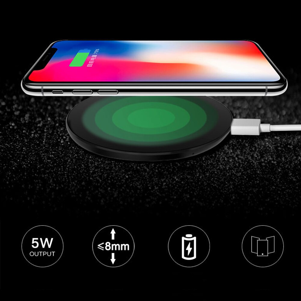 Ultraslank qi trådløs oplader, opladerpude, abs-ramme til iphone x/iphone 8/8 plus galaxy  s8/ note 8/s7/s7 kant sort