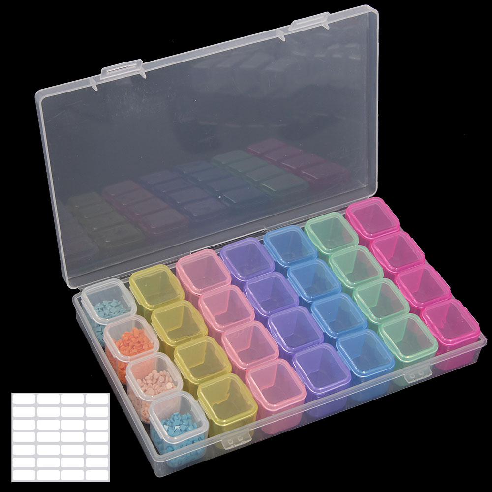 8/28Grid Transparent Plastic Suitcase Diamond Bead Container Storage Box Tool Nail Art Rhinestone Mosaic Organizer Accessories: 28 color 1pcs