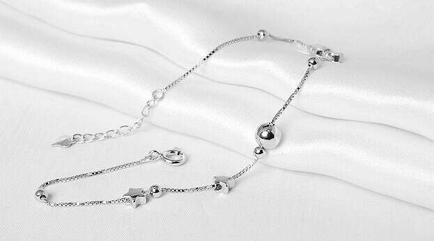 100% 925 Sterling Zilver Little Star Ladies'anklets Sieraden Vrouwen Enkelbandje Zomer