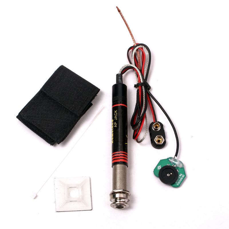 1 Set Guitar Active Preamp Piezo Pickup Endpin Jack Base Kit For Acoustic
