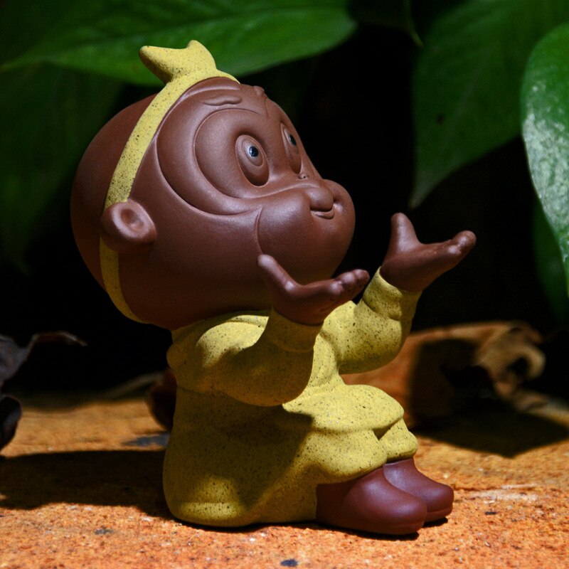 Keramik te ornament apa gud pennställ apa sol wukong år av apan dekoration teservis mini teservis lera te husdjur