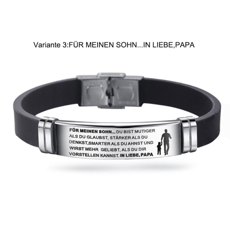 German Inspirational Cuff Bracelets Engraved to My Son Bracelets