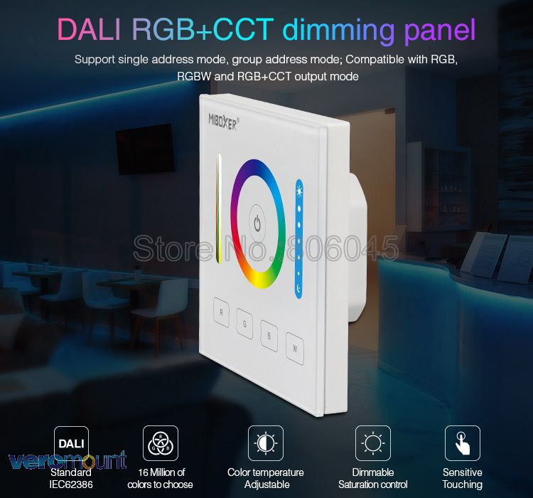 Miboxer dali 86 touch panel rgb rgbw rgb+cct 3 in 1 smart led controller  dp3 til rgb rgbw rgbcct led strip