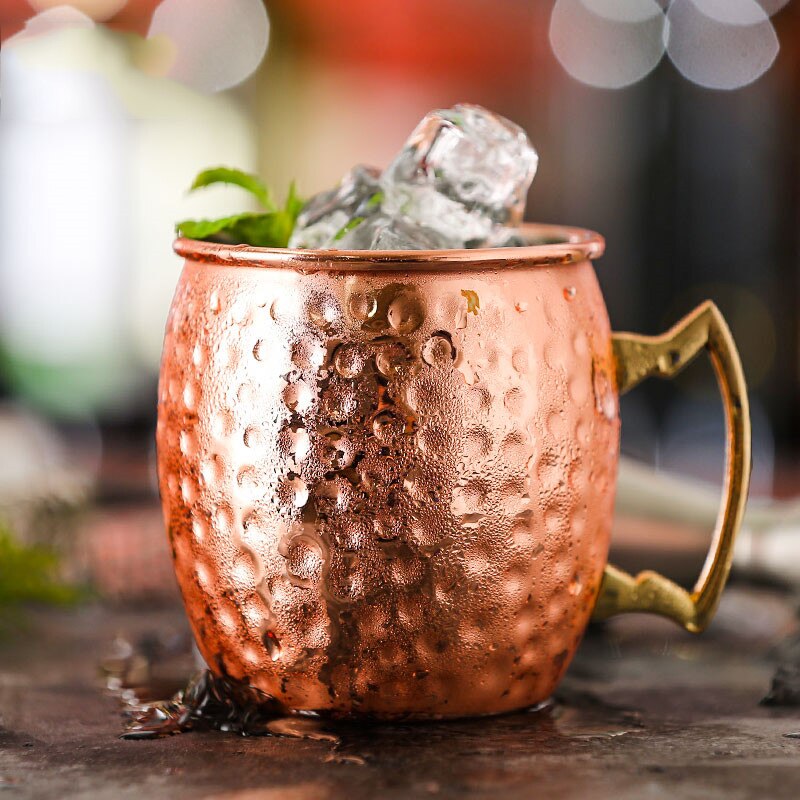 Gehämmert Moscow Mule Becher Trinken Tasse 100% Reine Massivem Kupfer Messing Set 16 Unzen Food Grade Metarial Bier Cocktail Tasse