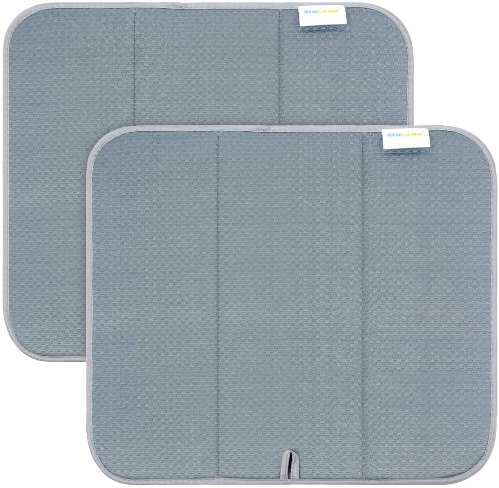 Sunland Home Microfiber Dish Drying Mat Dish Drying Rack Pads Kitchen Counter Mat Super Absorbent 16InX18In 2 Packs