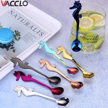 Vacclo-cuchara de café de acero inoxidable 304, cuchara creativa marina de caballito de mar, cuchara mágica para té, taza colgante, cuchara, Bar, herramientas