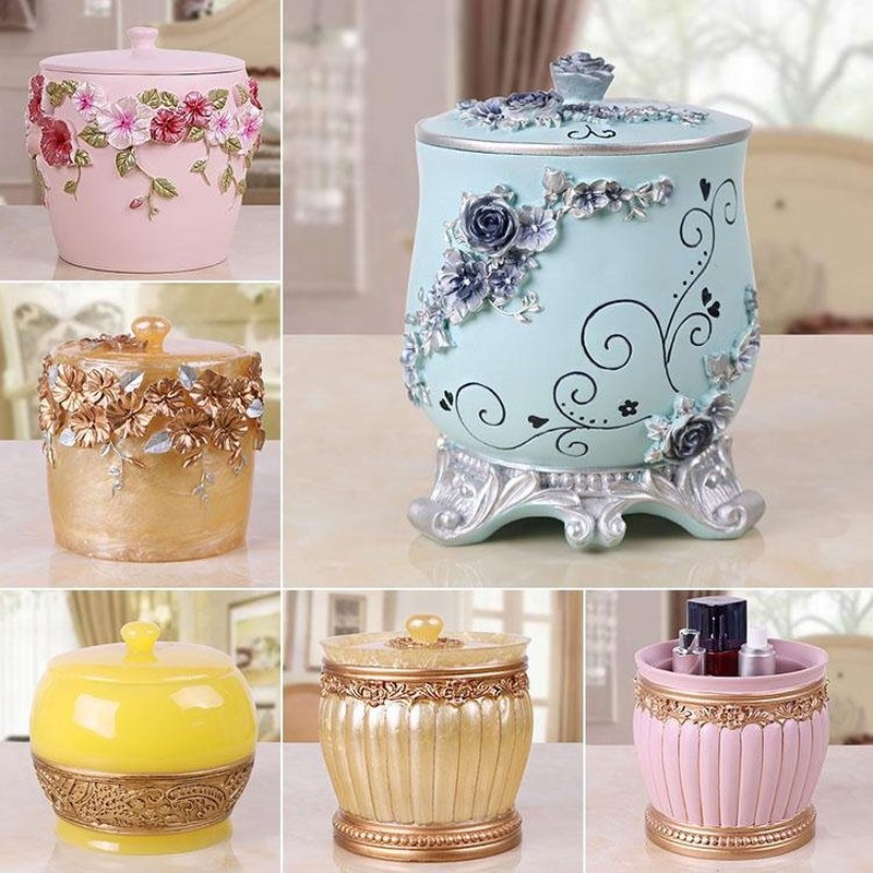 European desktop coffee table mini storage bin trash can small home storage tube garden round flower bucket garbage cans
