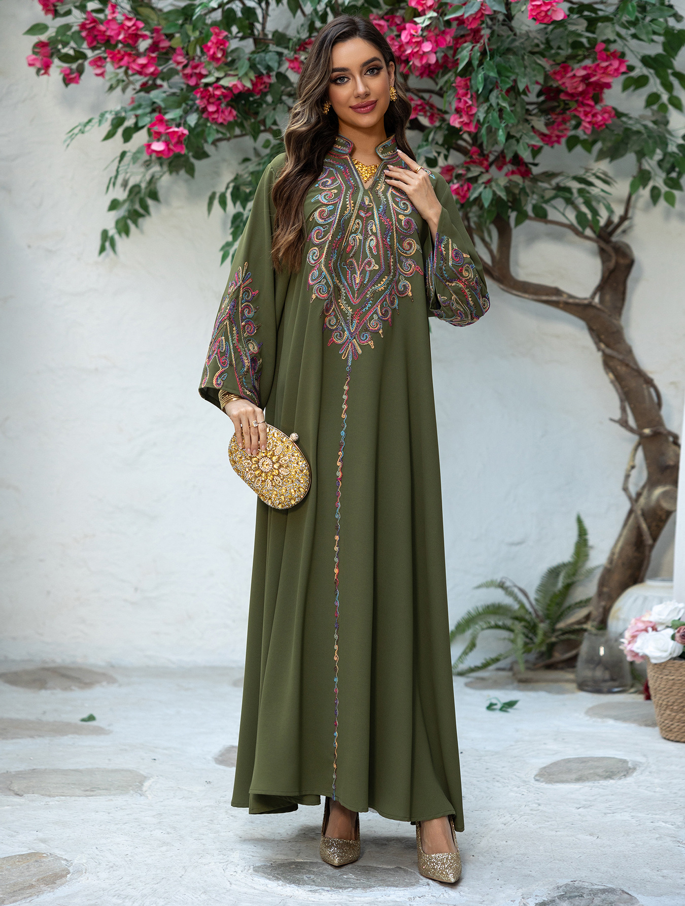 Ramadan Abaya für Frauen Muslimischen Stickerei Kleid Dubai Kaftan Türkei Arabischen Kleid Eid Djellaba Kaftan Marocain Frauen Jalabiya Kebaya
