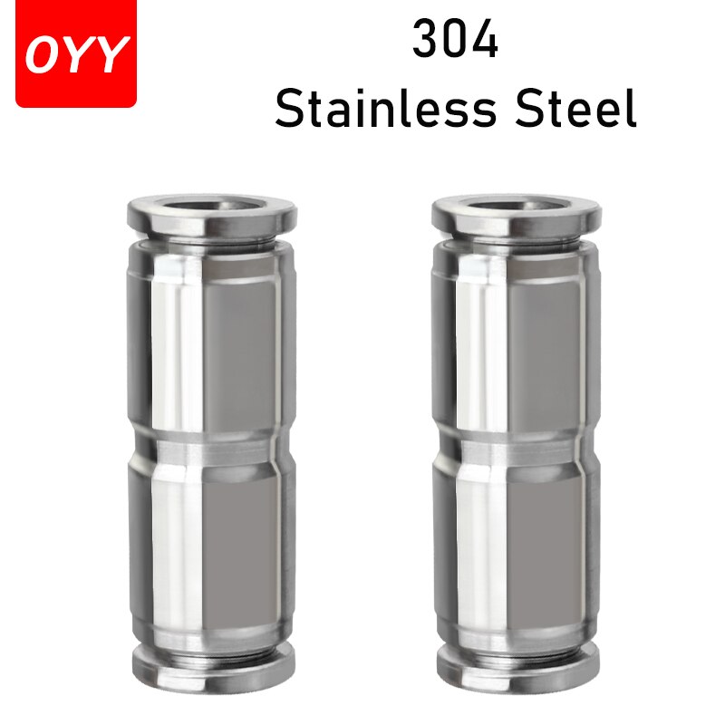 304 Stainless Steel Quick Connector Hose Straight Through High Temperature Resistance PU4/6/8/10/12/14/16 Pneumatic Fittings