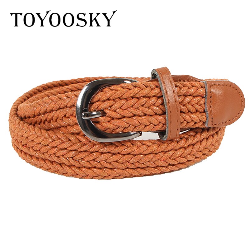 Toyoosky kvinder strikket bælte top 2.5 cm bredt vævet stretch flettet elastisk læderspænde luksus lærred 100cm bælter