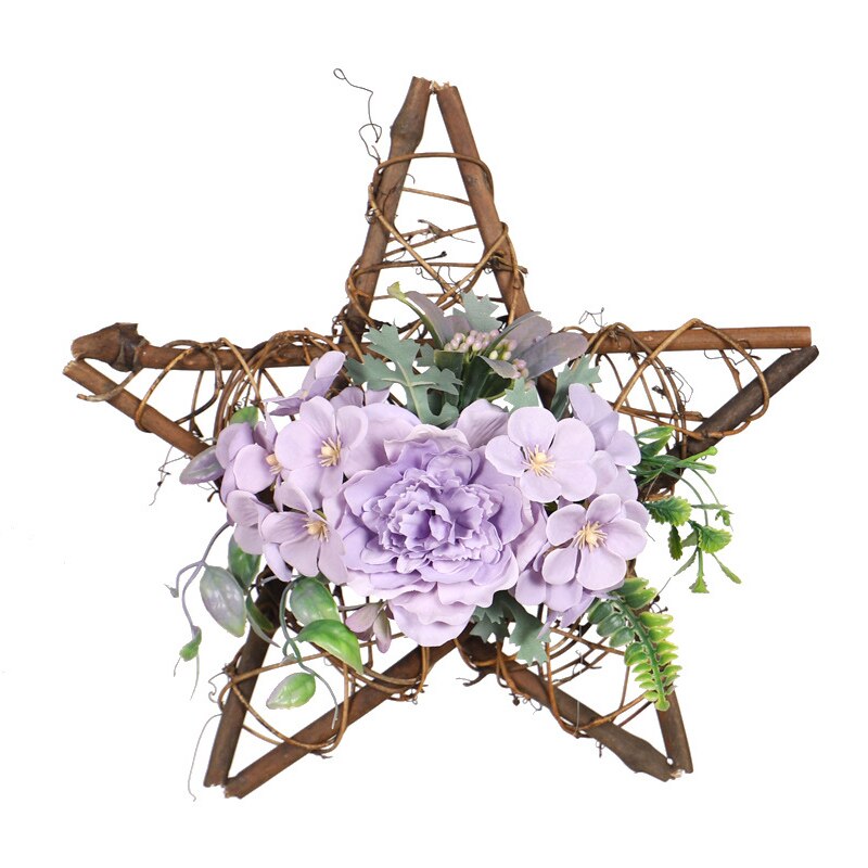 Xsimuleret boligindretning væghængende blomst træ pentagram vedhæng vægdør hængende krans juledekoration: Violet