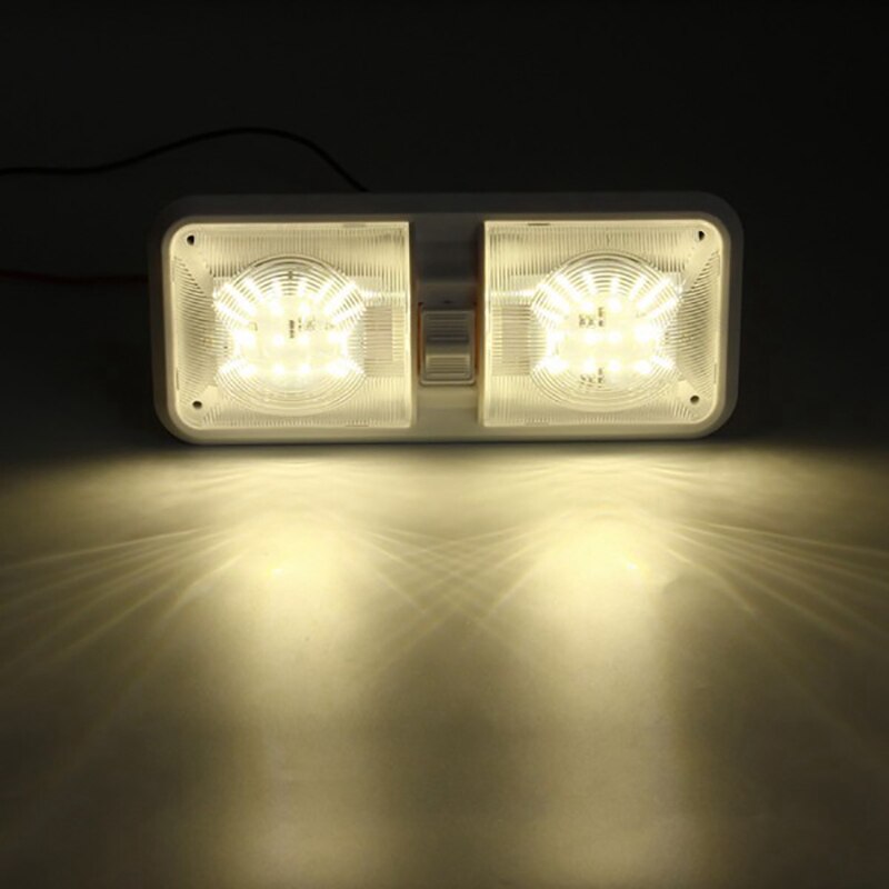 1 par rv led lampa 12v 800lm 6000-6500k takarmaturer husbil släp marin dubbel kupollampa 48 lysdioder