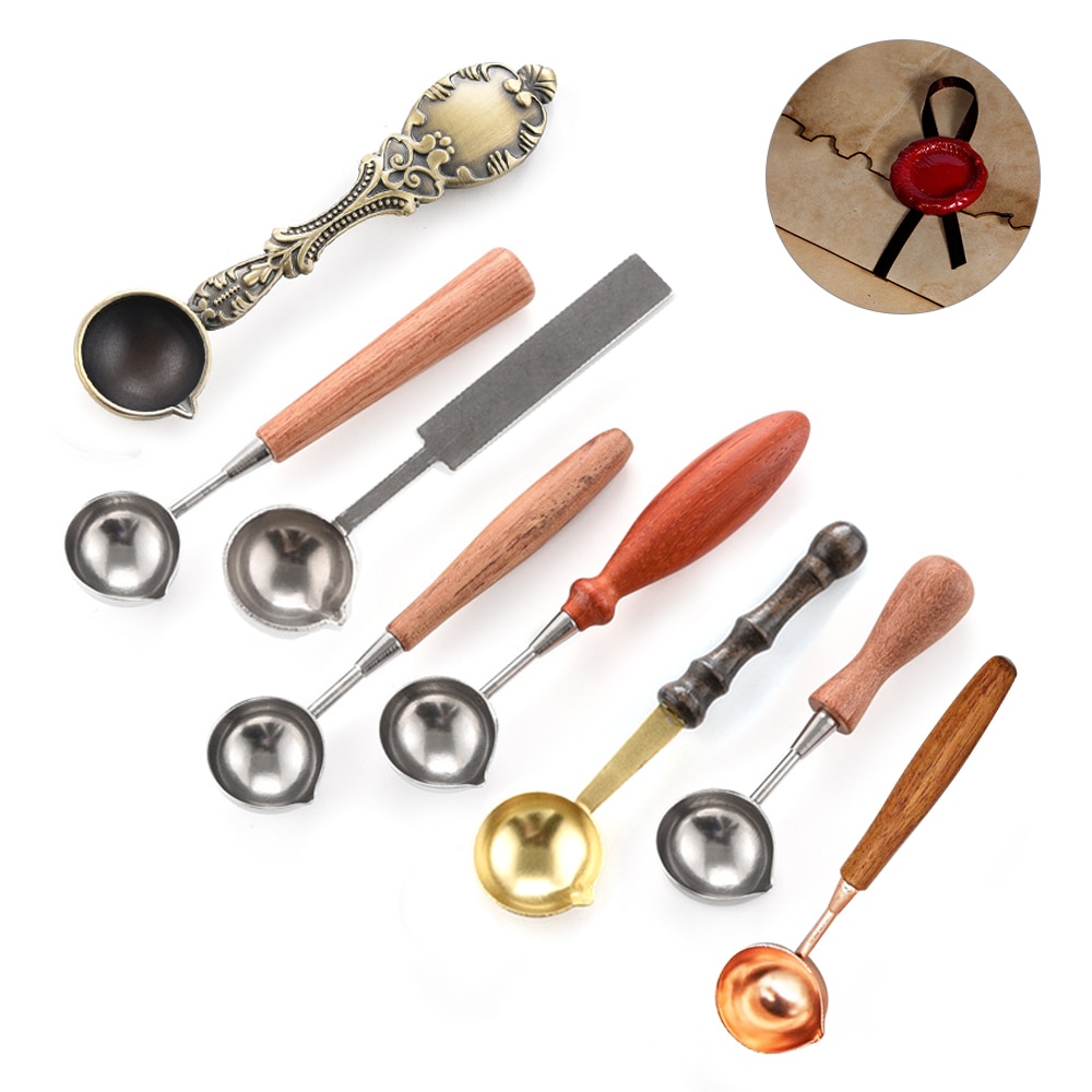 Anti Zegellak Lepel Houten Handvat Retro Wax Stempelen Lepels Uitnodigingskaarten Decoratieve Postzegels Craft