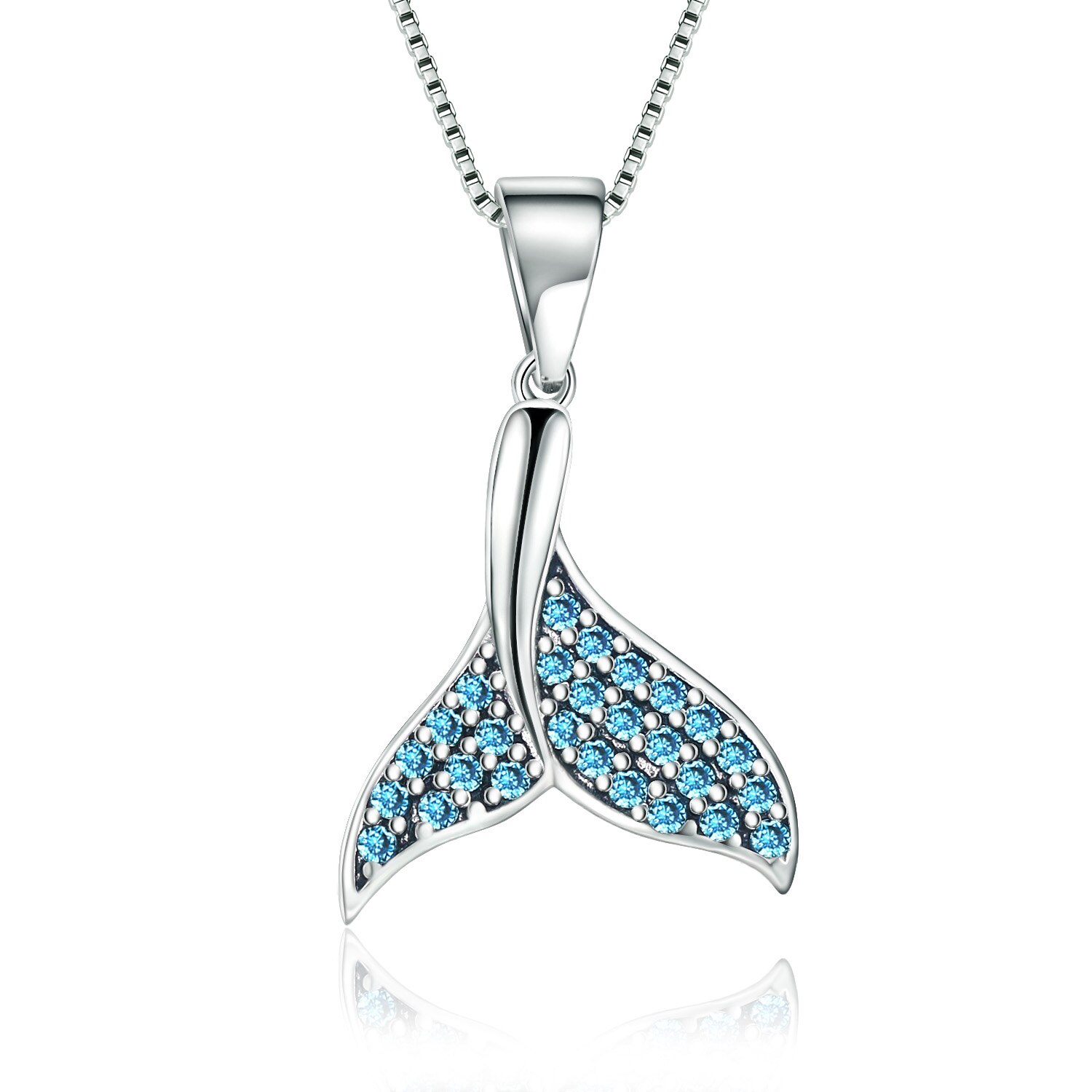 Charms con ciondolo in zircone in argento Sterling 925 perline a sirena con coda di pesce blu in argento Sterling 925 per gioielli regalo con collana di fascino s925: Default Title