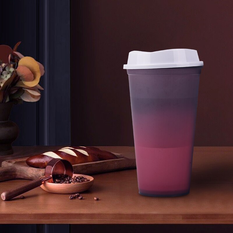 Reusable Color Changing Coffee Cup PP Food Grade Material 473ml Coffee Mug Tumbler Color Changes Heat Activated Water Bottle Cup