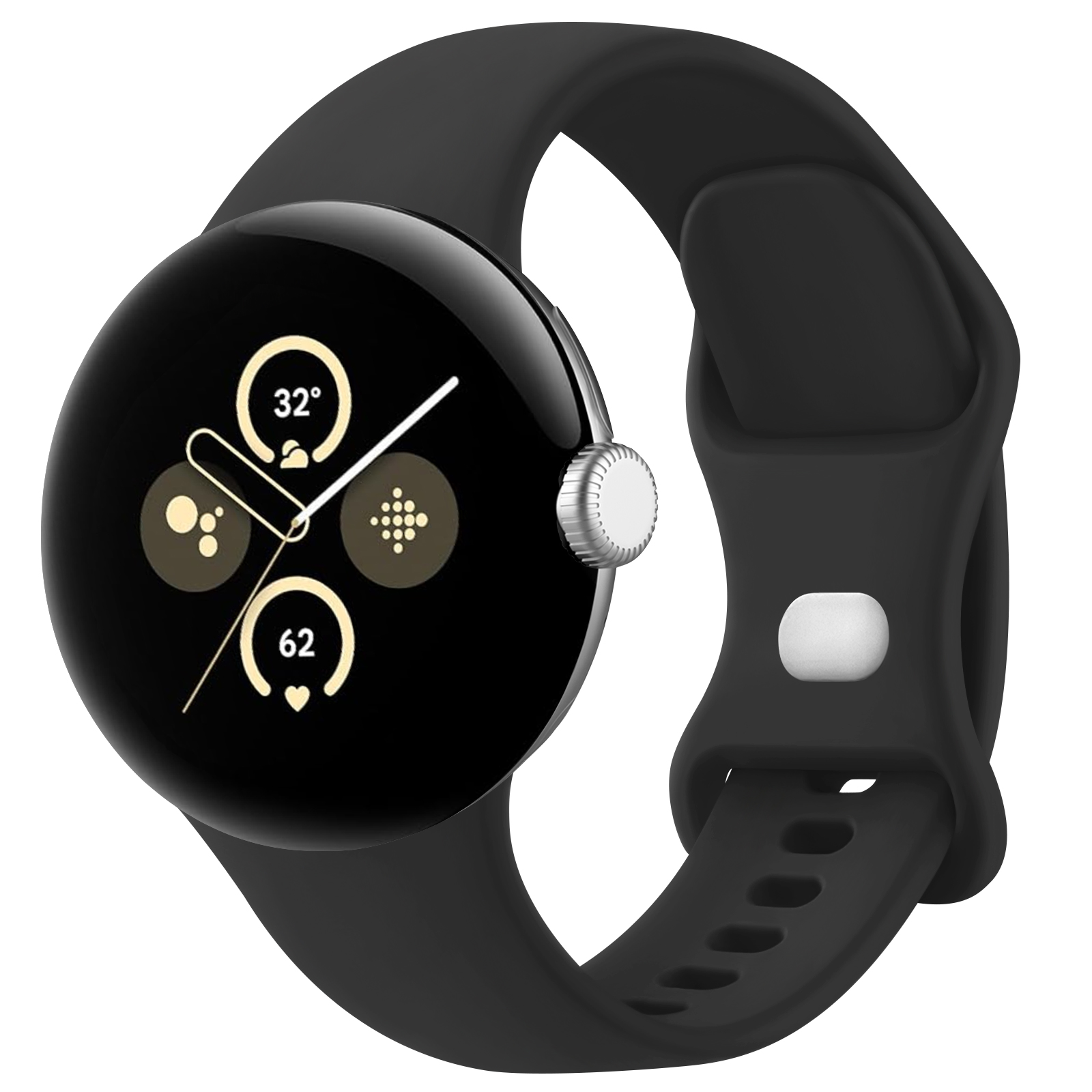 Silikonerem uden mellemrum til google pixel watch 2/1 armbånd correa smartwatch-tilbehør bælte til pixel watch 3 41mm sportrem: S / Sort gul / 12mm