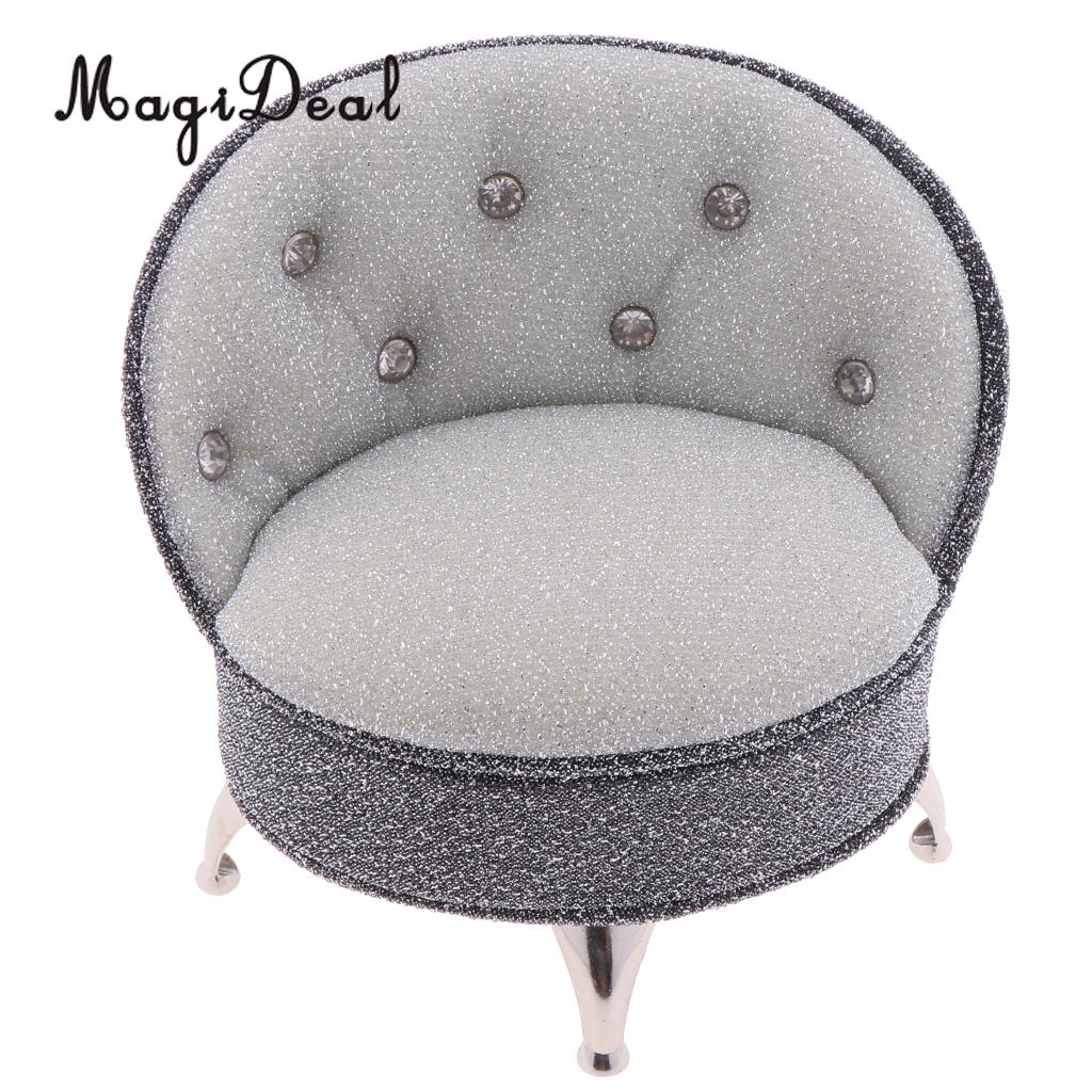 1/6 Scale European Style Single Sofa Chair with Rhinestone Dolls House Bedroom Living Room Furniture Decoration Model Toy