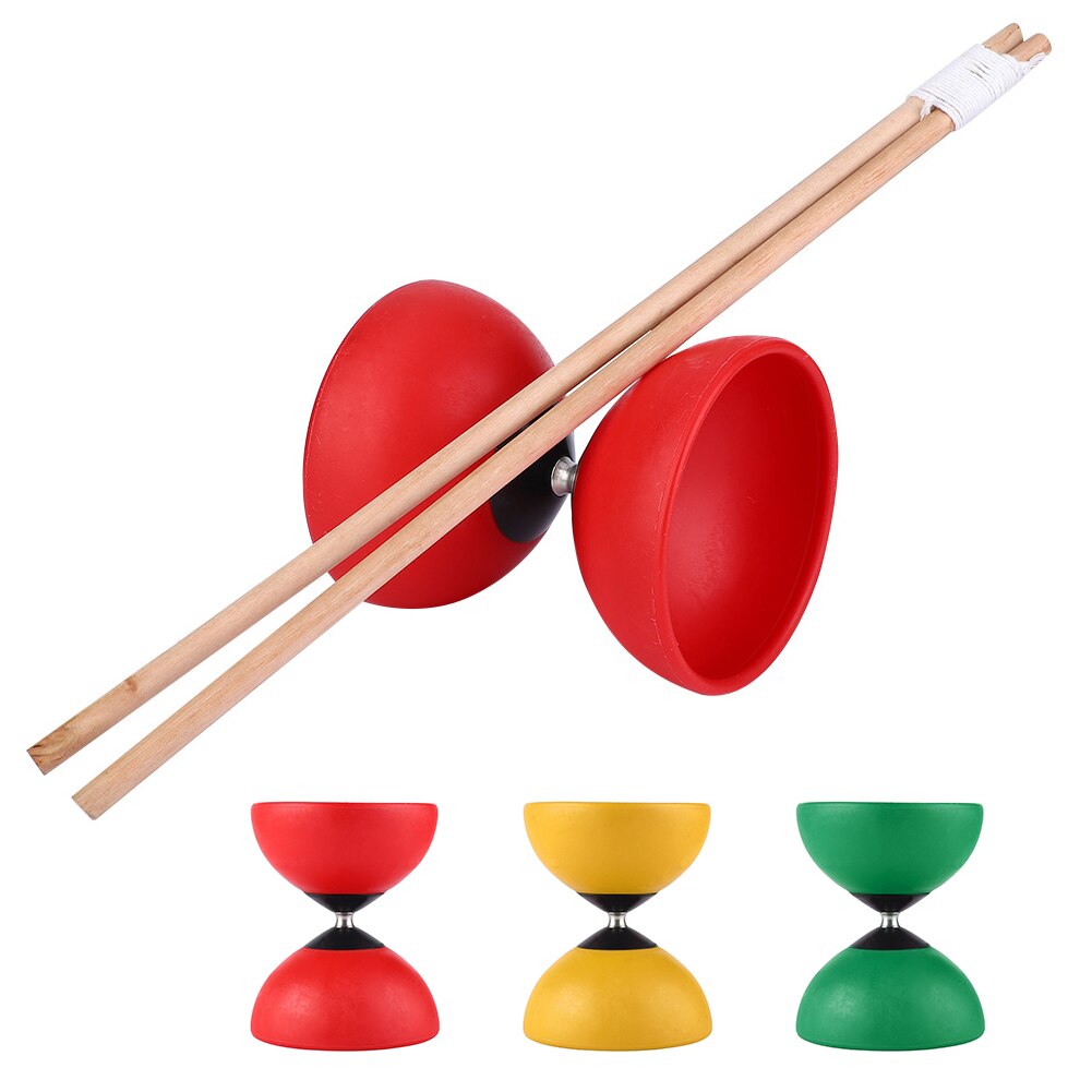Plastic Bowl Diabolo Juggling Spinning Chinese Yo Yo Classic Toy with Hand Sticks Green