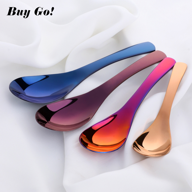 Cuchara de sopa de acero inoxidable 18/8, juego de cubiertos de lujo de mango largo dorado, coreano, para postre, té y café, S, M, L, estilo de corte real, 3 uds.