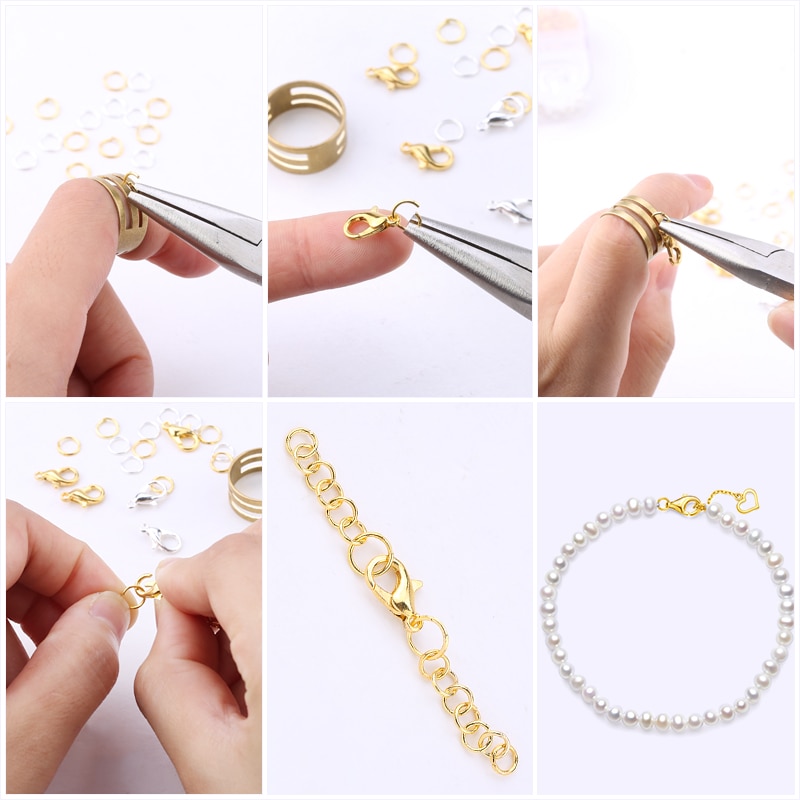 Een Set Sieraden Bevindingen 4Mm/5Mm/6Mm/8Mm/10Mm Open Jump rings Split Ringen 6 Kleuren Kreeft Sluitingen Haken Sieraden Maken Levert