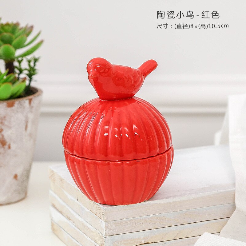 MINI Ceramic Animal Storage Jars Bear Rabbit Cover Spices Candy Tank Container Coffee Jewelry Kitchen Organizer Decoration Craft: 17