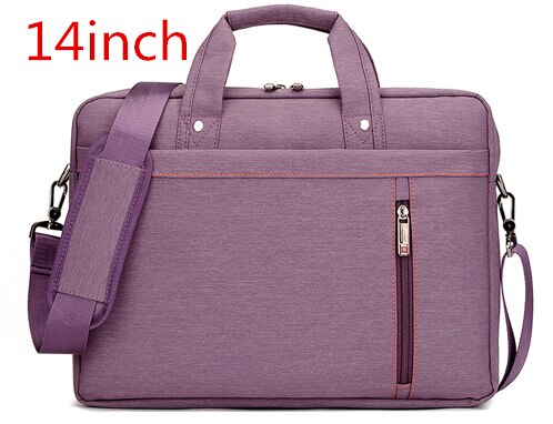 Office Business Briefcase Nylon Laptop Bag 13 14 15 17inch Macbook Notebook Tablet Gray Black Pink Waterproof: purple 14inch