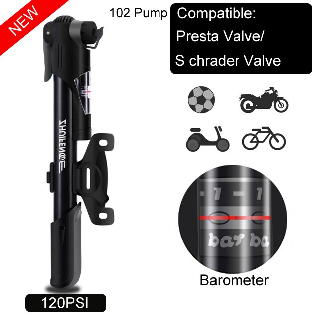 160PSI Hoge Druk Fietspomp Hand Mini Pomp Fiets Air Inflator Compressor Met Houder Voor Schrader/Presta Ventiel Fietspomp
