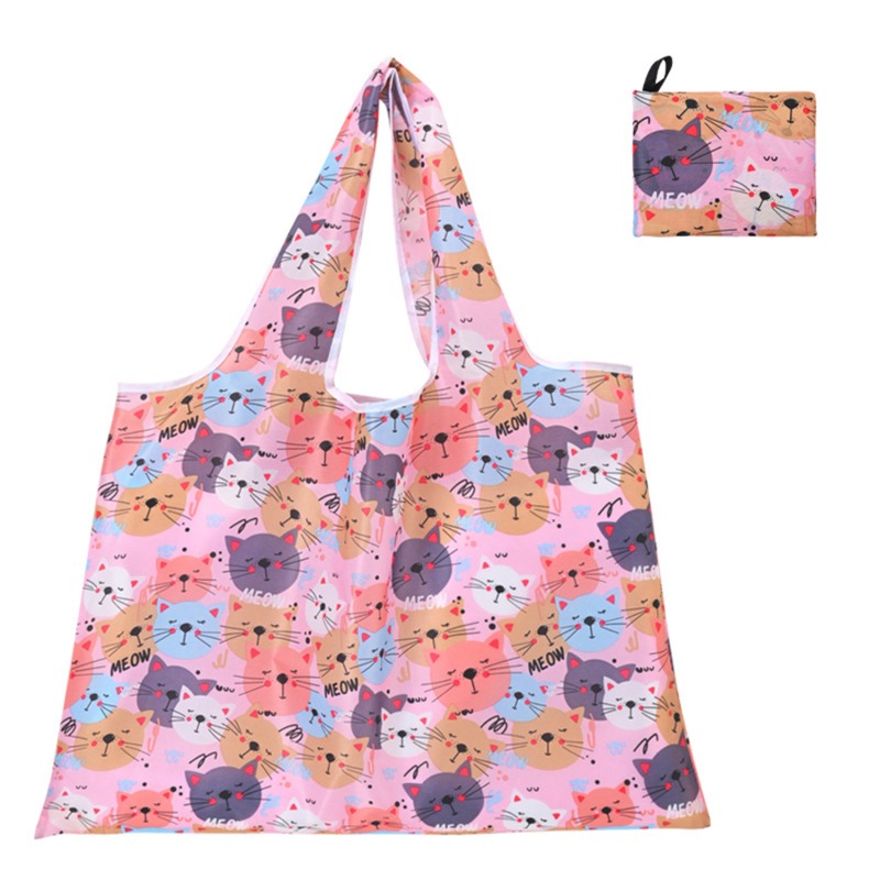 Reusable Grocery Bags Large Washable Shopping Bags Foldable Environment-Friendly Nylon Heavy-Duty Pocket Handbags: CORAL
