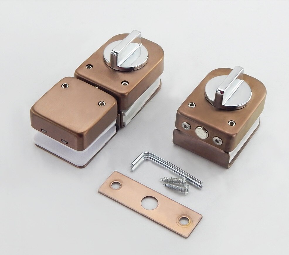 Stal nierdzewna 8-12mm pojedyncze podwójne drzwi szklane śruba przesuwna zatrzask pokrętło handlowe wejście różbyć winnym złoto czarny matowy pędzel: podwójnie / róża złoto