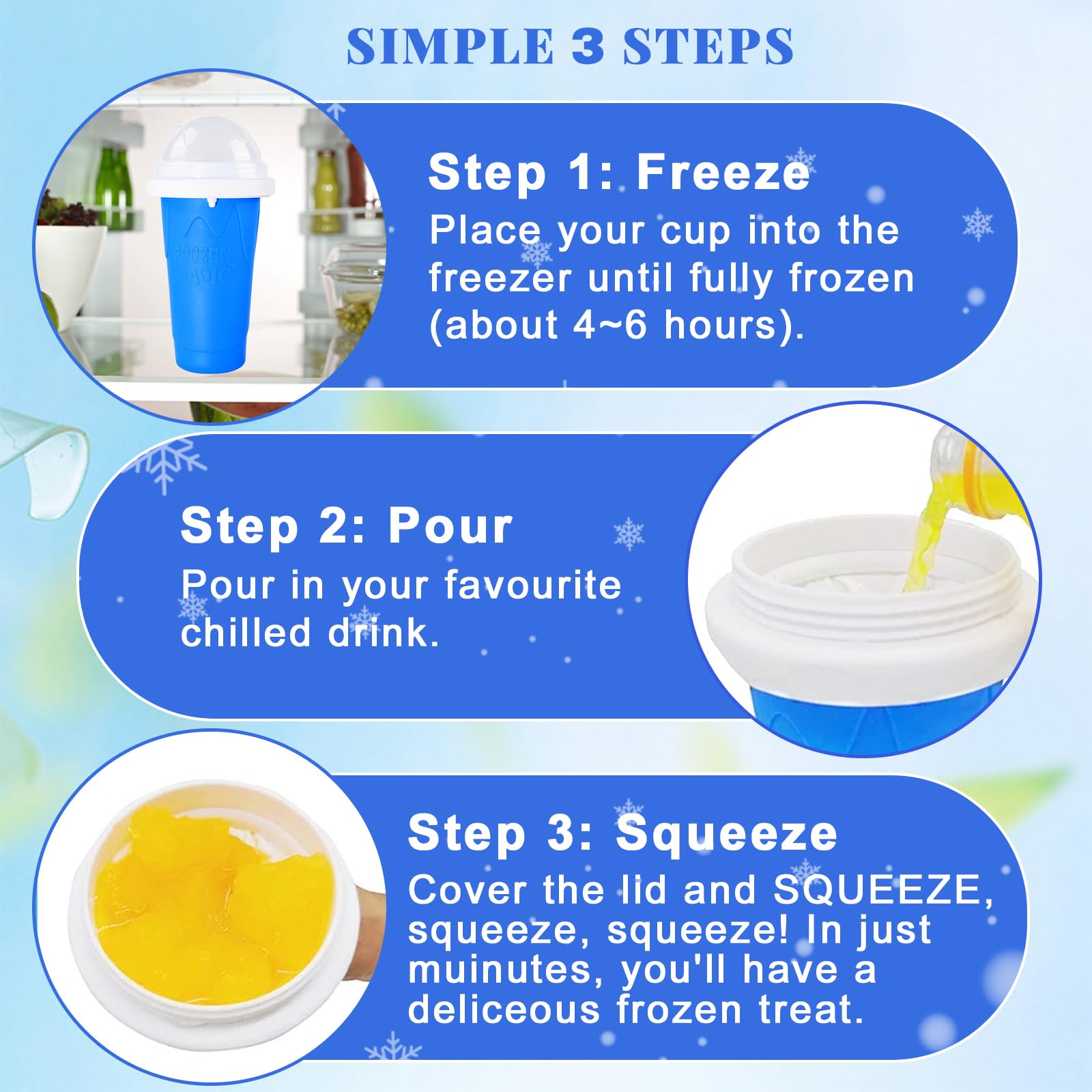 Taza Slushie DIY, tazas mágicas para hacer granizados, taza portátil para jugos, leche y helado, sílice de doble capa con tapa y pajita