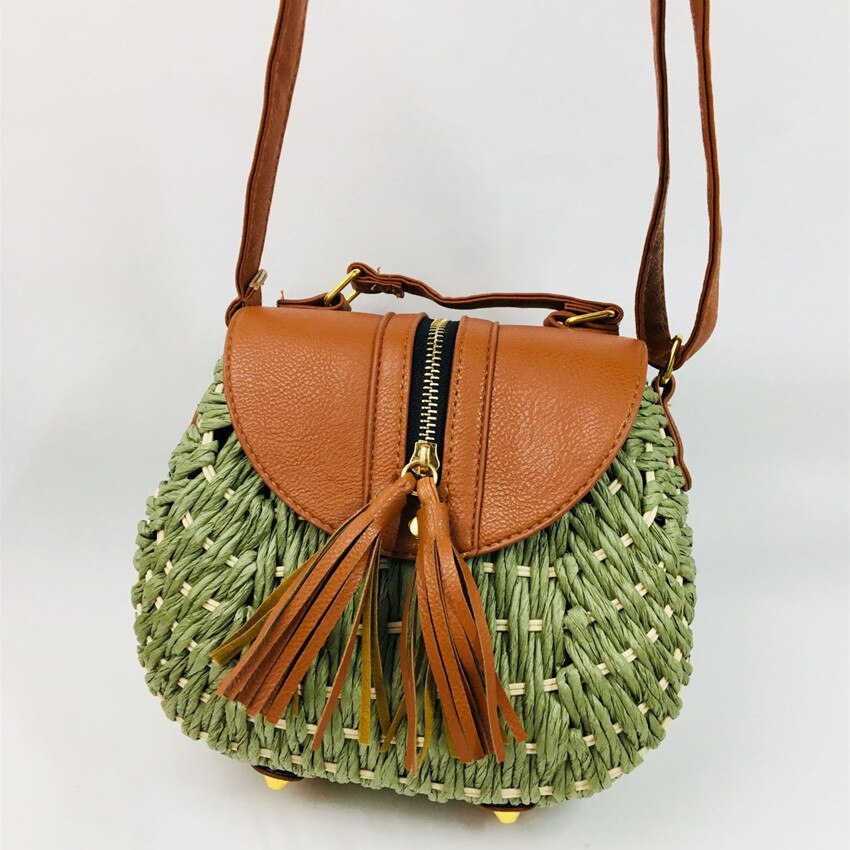 Puur handwerk stro gevlochten kwast vrouwelijke tas rotan gevlochten een schouder reistas voor vrouwen puur handwerk gevlochten vrouwelijke tas: Groente