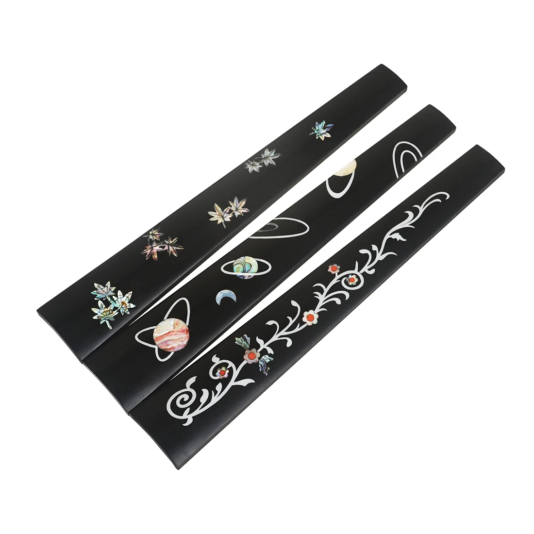 Diapasón de ébano para violín 4/4, incrustaciones de mano, conchas de colores, diapasón de ébano, cuerda, piezas de instrumentos, accesorios