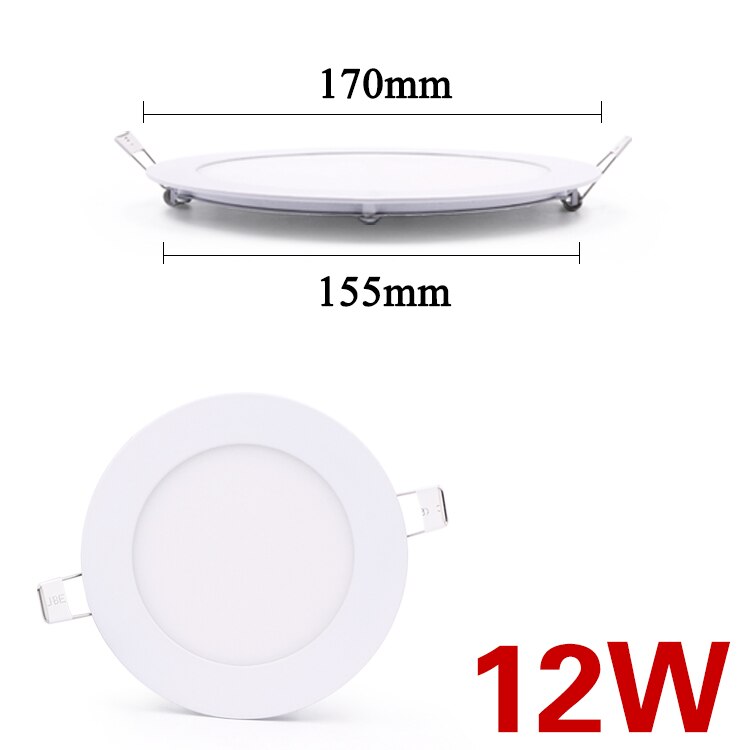 LED panel light Ultra thin Downlight lamp 3W 4W 6W 9W led ceiling lights recessed grid downlight slim round panel light: Round white 12W
