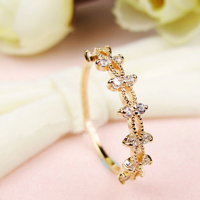Graceful Little Zircon Rings Rose Golden Wedding R... – Grandado