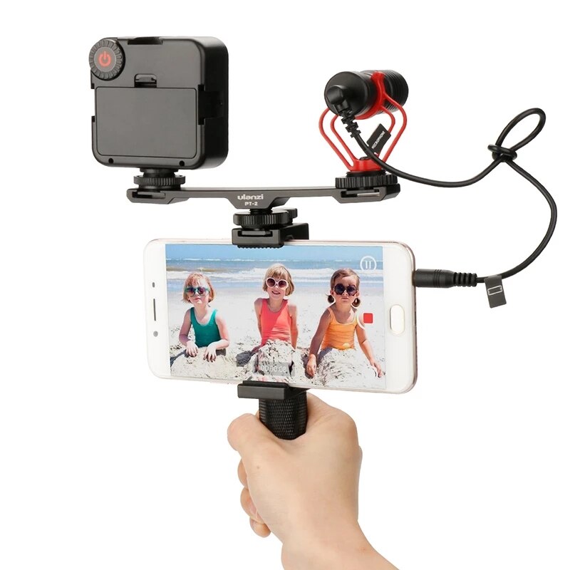 Ulanzi-Micrófono de aluminio para cámara de vídeo, placa de extensión de montaje en frío Dual, accesorio Vlogging para trípode
