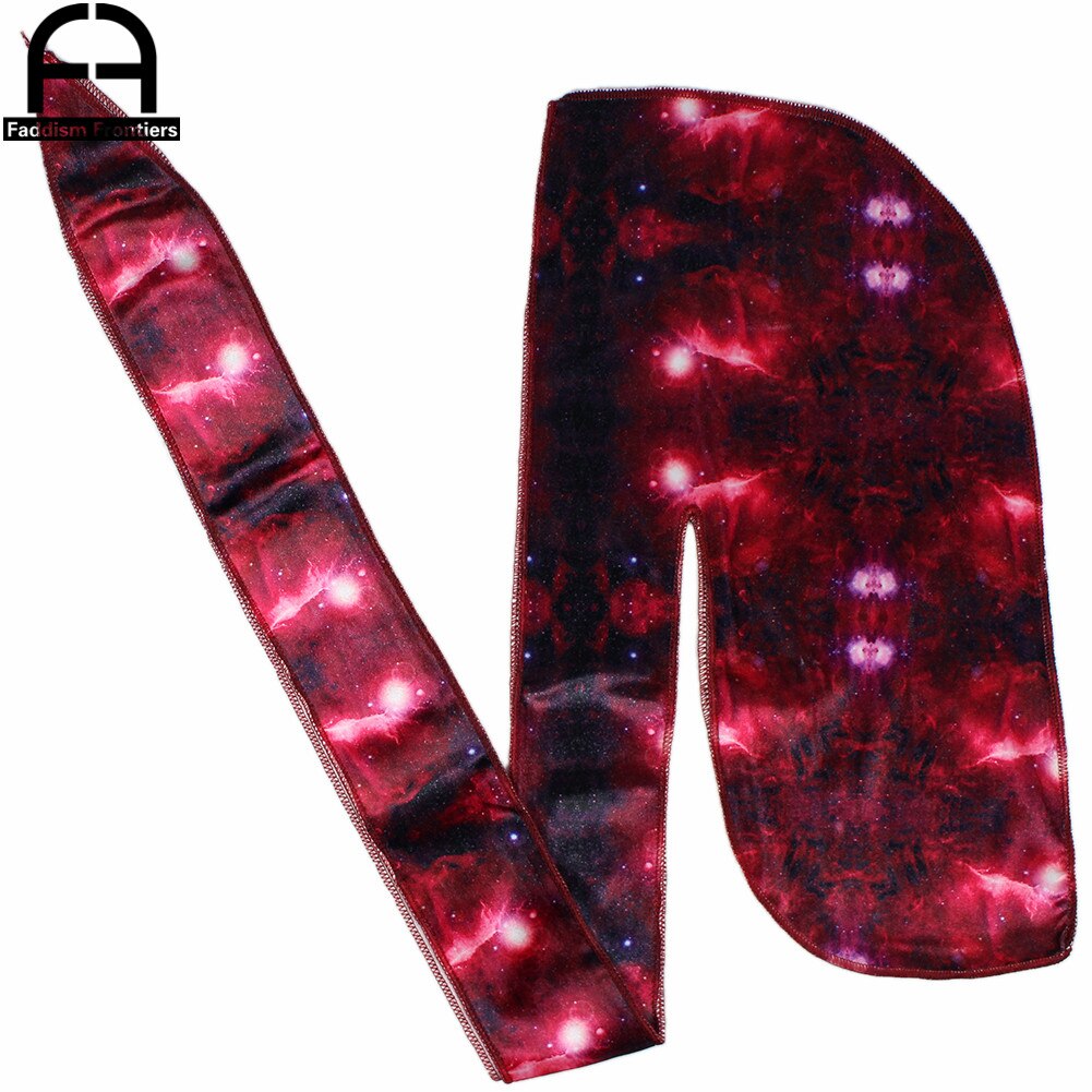 Space printing velour durag bandanas til mænd vinter men velvet durags headwrap wave cap do durag: Rød