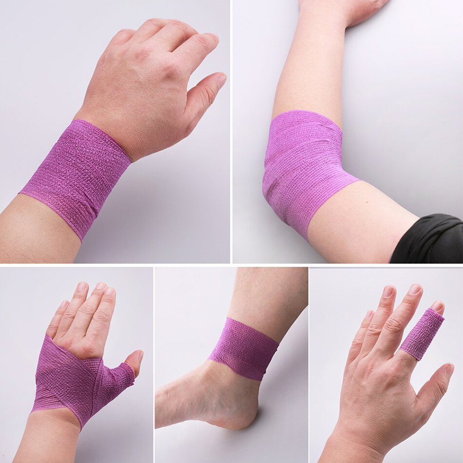 5 stk/parti sportssikkerhed selvklæbende elastisk bandage non-woven stof tape beskyttelsesudstyr knæ albue støtte støtte 5*450cm